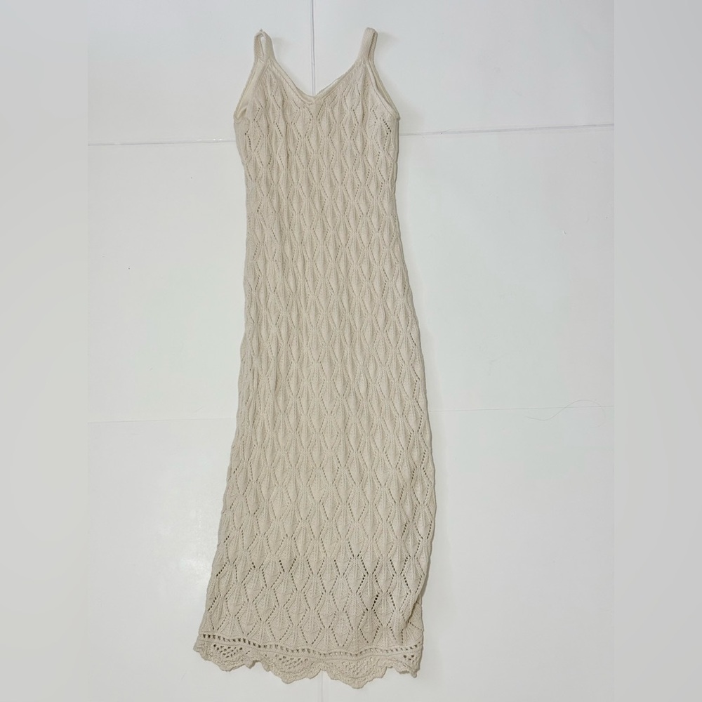 Freshman 1996 Cream Crochet Maxi Dress - Sleeveless V-Neck